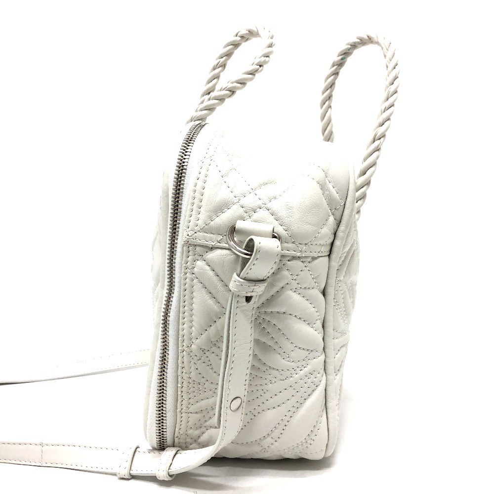 BALENCIAGA Quilted Blanket Square Bag Shoulder Handbag Leather White - Picture 3 of 9